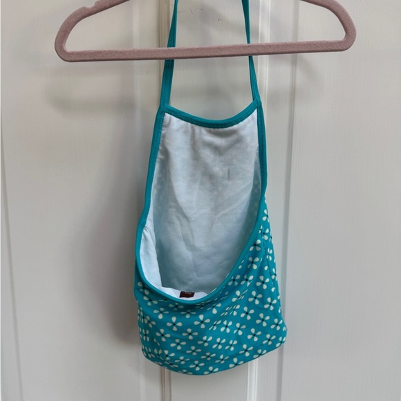 NWOT Tea Collection 3T Teal Halter Top Floral Bikini Top Bathingsuit Swimsuit - Picture 4 of 5